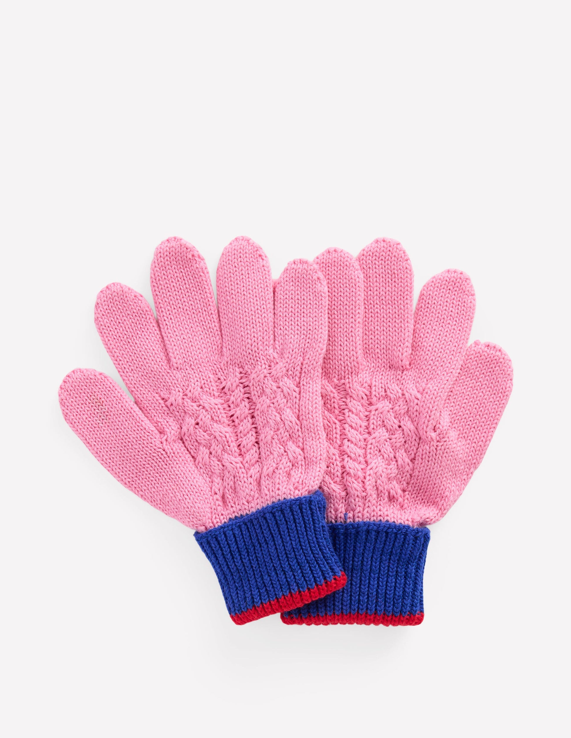 Strickhandschuhe-Rosa Blockfarben-1