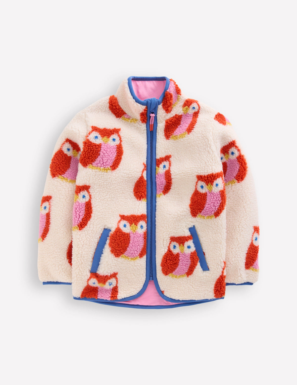 Eden Borg Zip-Through Jacket-Dark Orange Owls - Image 1