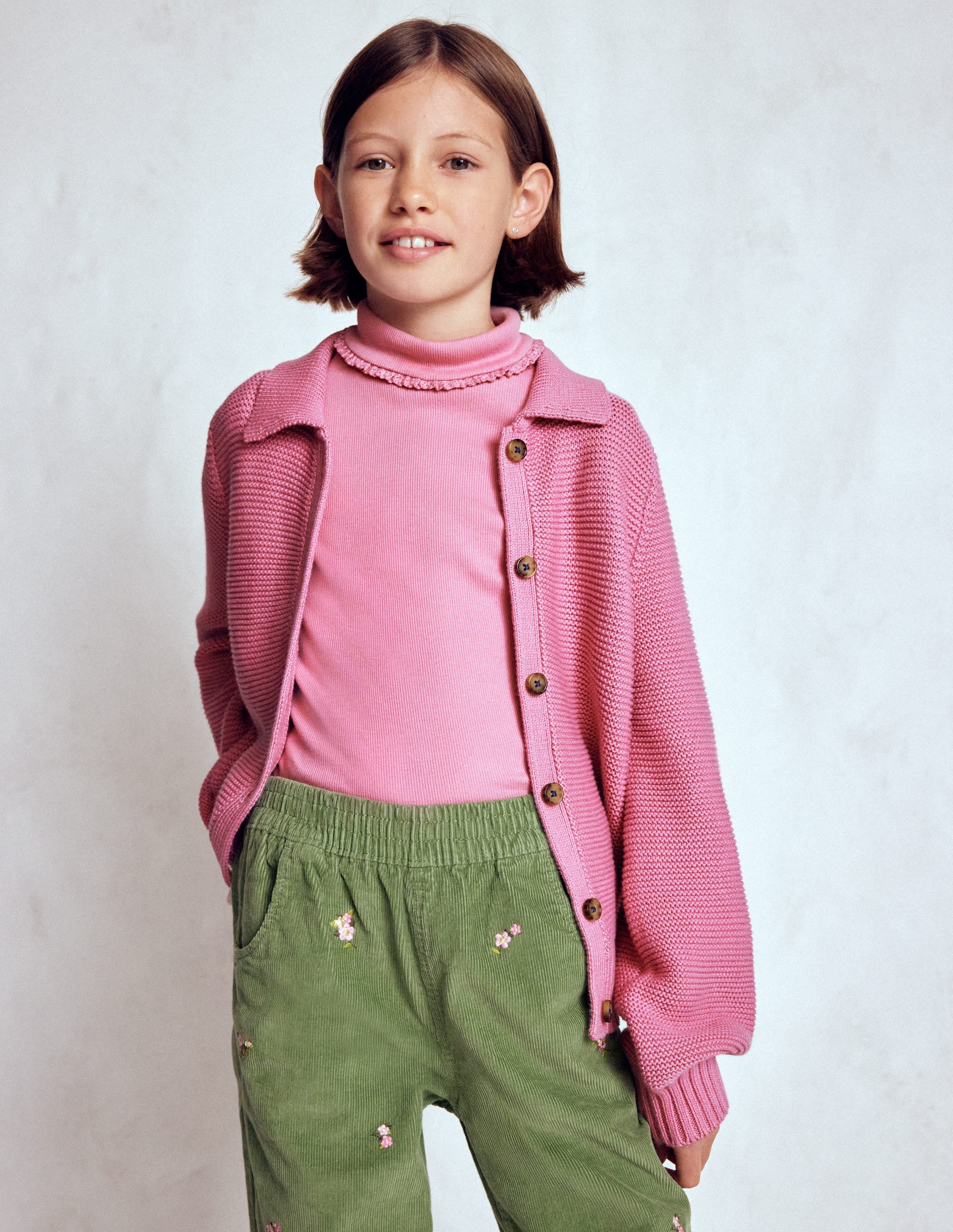 Geripptes Rollkragenoberteil-Rosa Schleier - Image 1