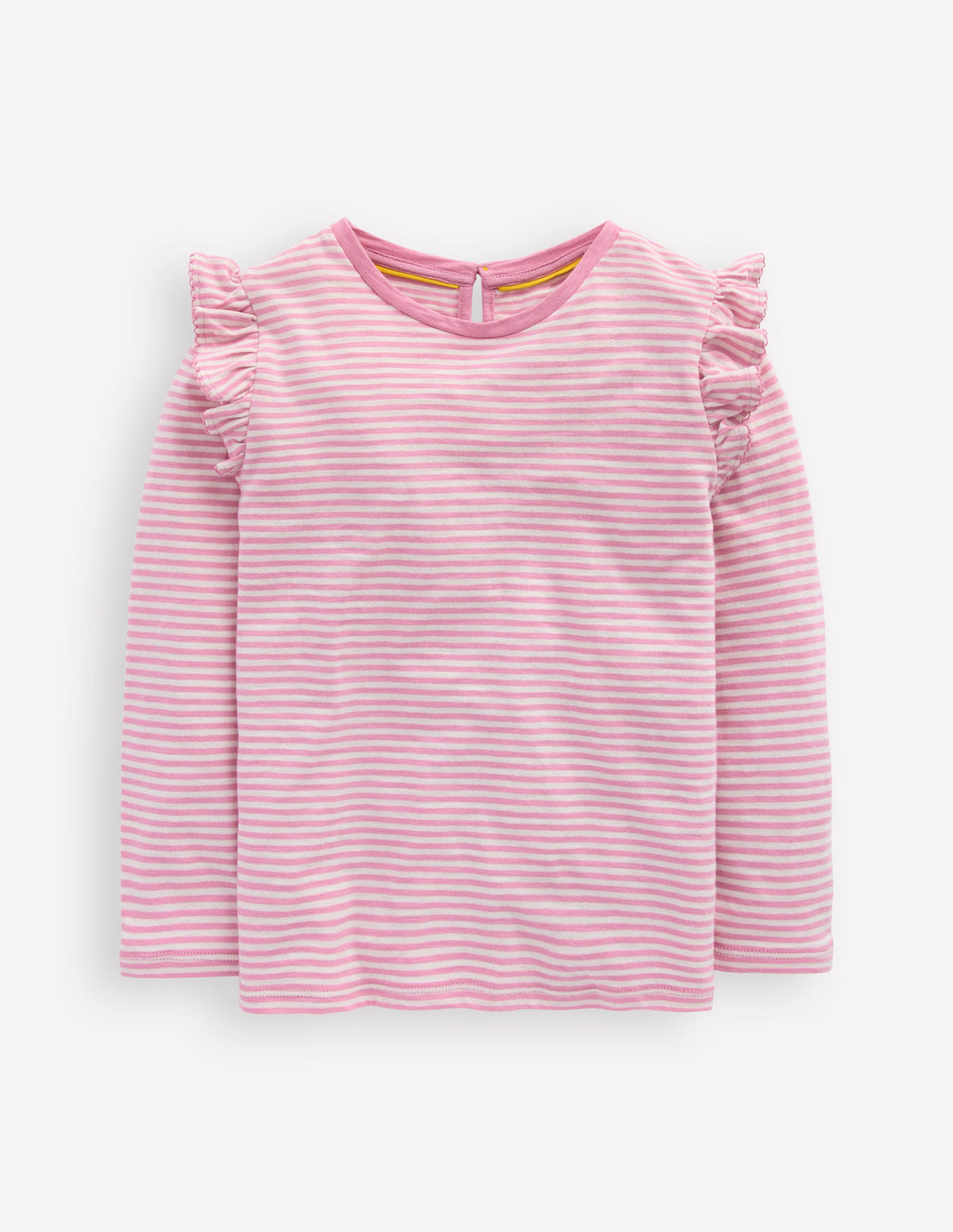 Frill Sleeve Slub Top-Soft Ivory/Pink Haze Stripe - Image 1