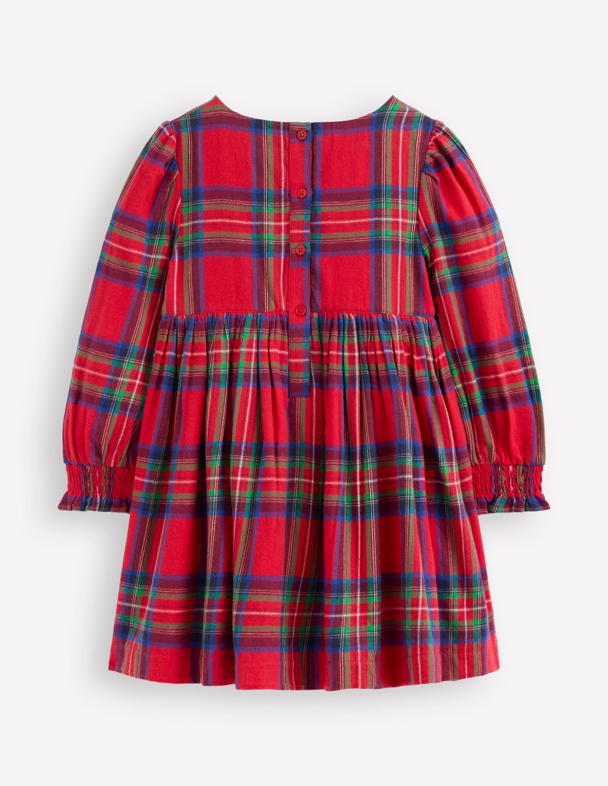 Madeline Langärmliges Kleid-Rot Kariert-2