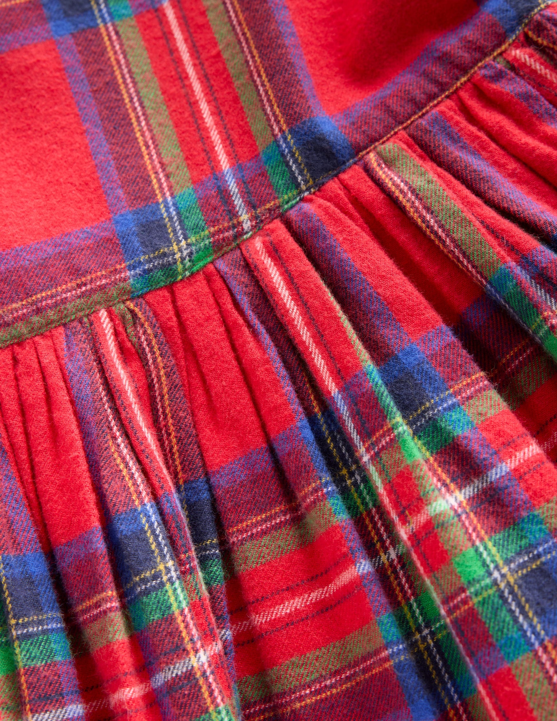 Madeline Langärmliges Kleid-Rot Kariert-3