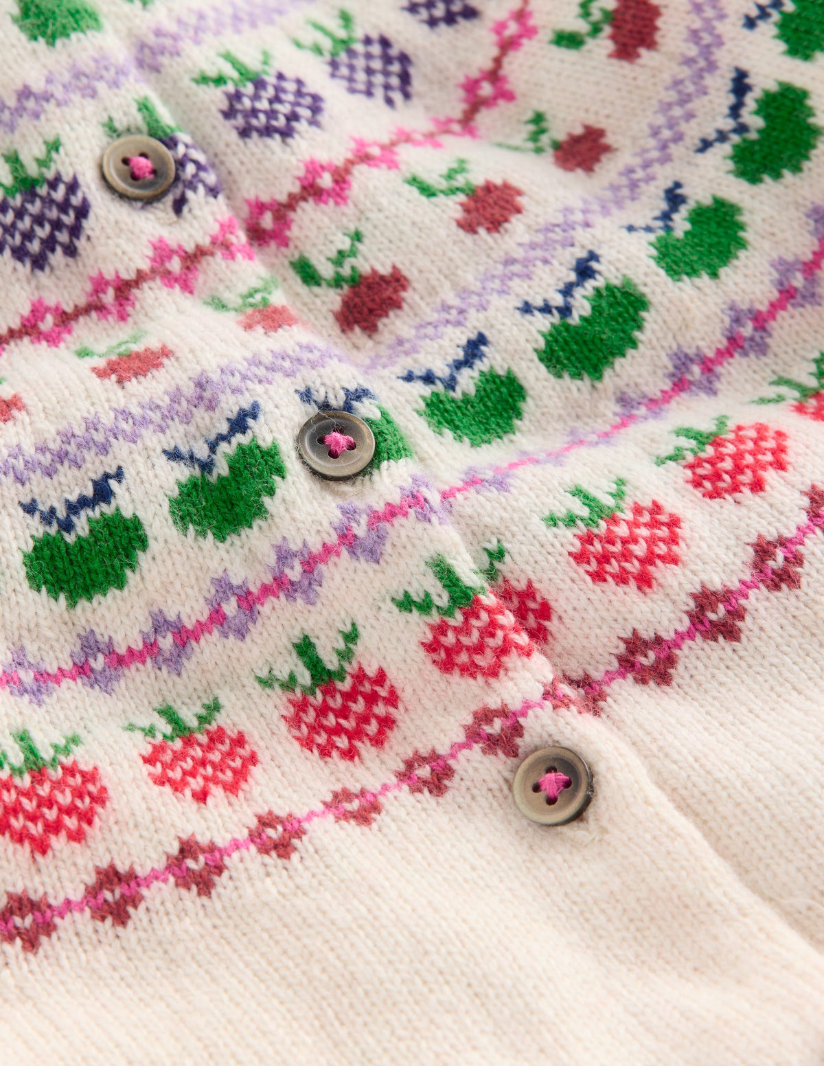 Edie Fair-Isle-Strickjacke-Beige Meliert Früchte - Image 3
