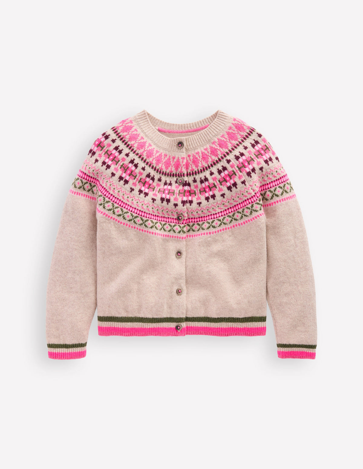 Edie Fair-Isle-Strickjacke-Haferbeige Klassisch Fair Isle - Image 4