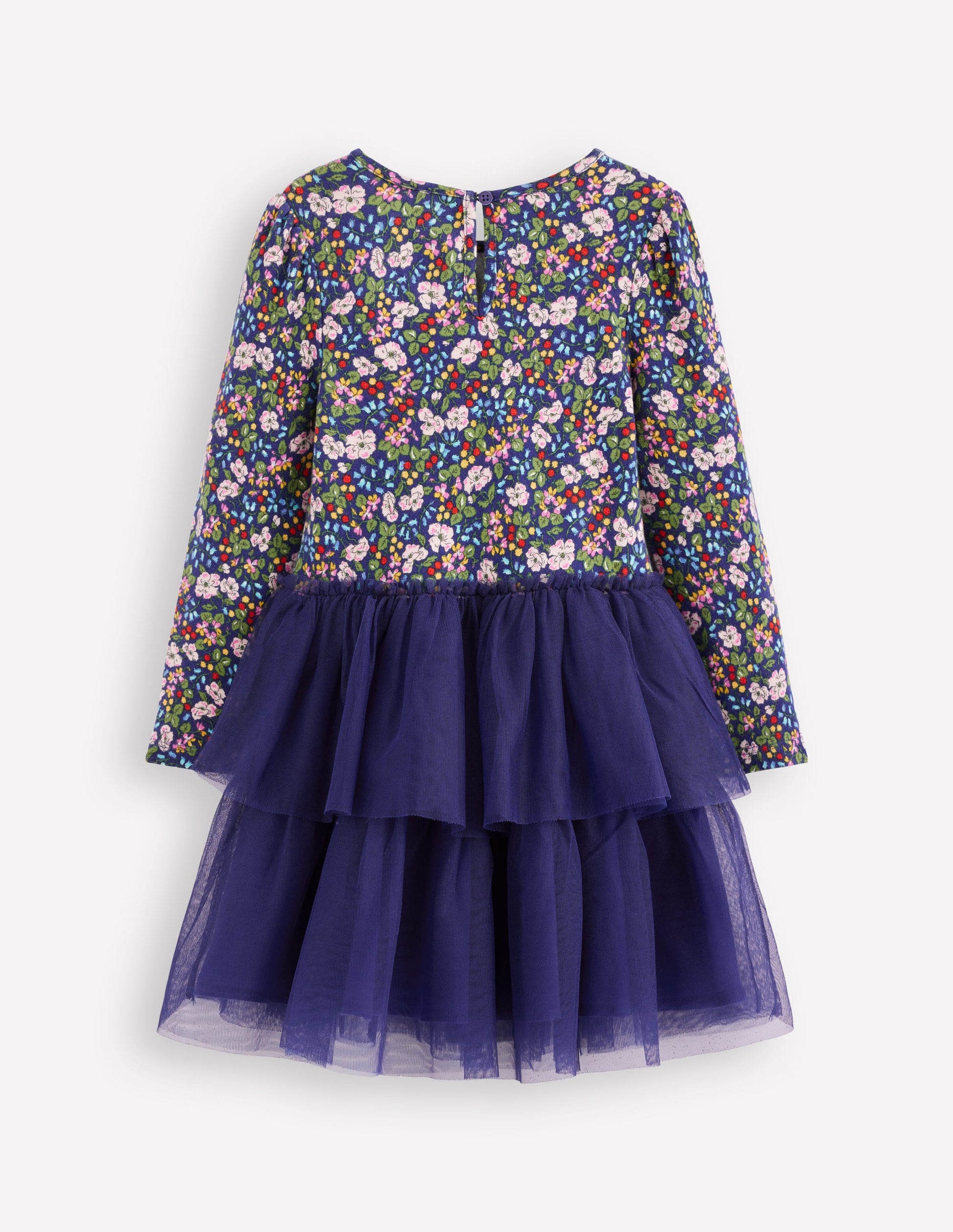 Kleid aus Tüll-Mix-Steuerbordblau Beeren Blumenmuster-2