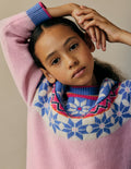 Eleanor Fair-Isle-Pullover-Geblümt Rosa
