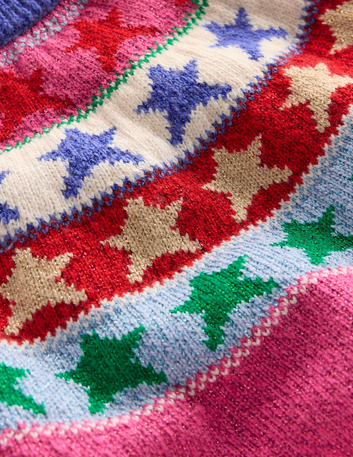 Eleanor Fair-Isle-Pullover-Kräftiges Pink Glitzernde Sterne-3