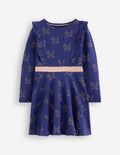Robe tournoyante Cora en jersey-Caniches métallisés bleu marine