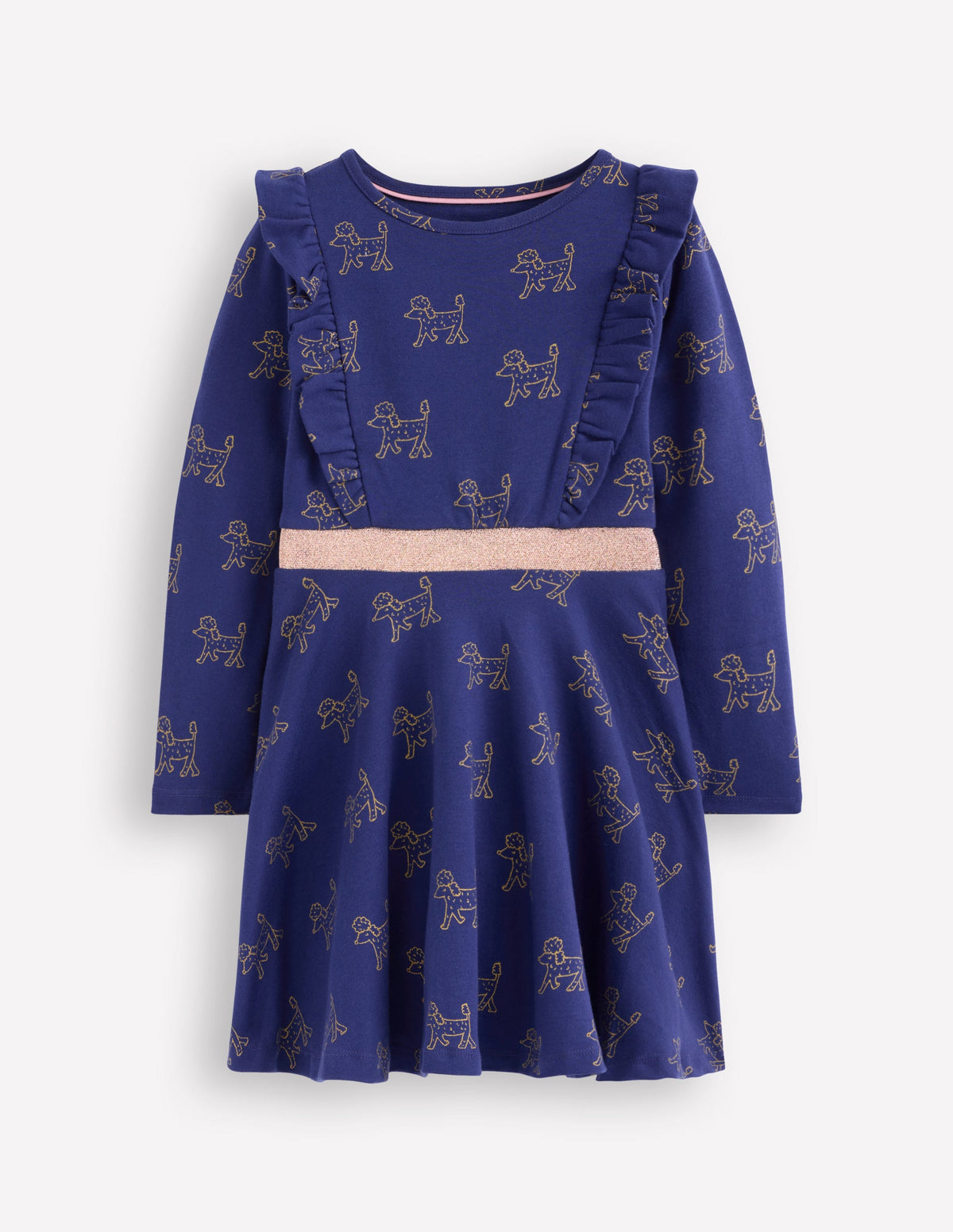 Robe tournoyante Cora en jersey-Caniches métallisés bleu marine - Image 1