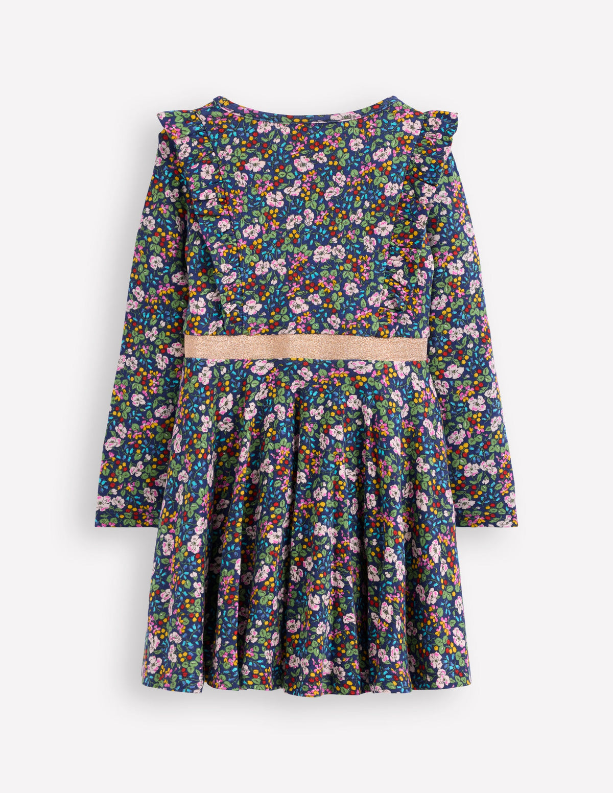 Robe tournoyante Cora en jersey-Motif floral baies bleu tribord - Image 2