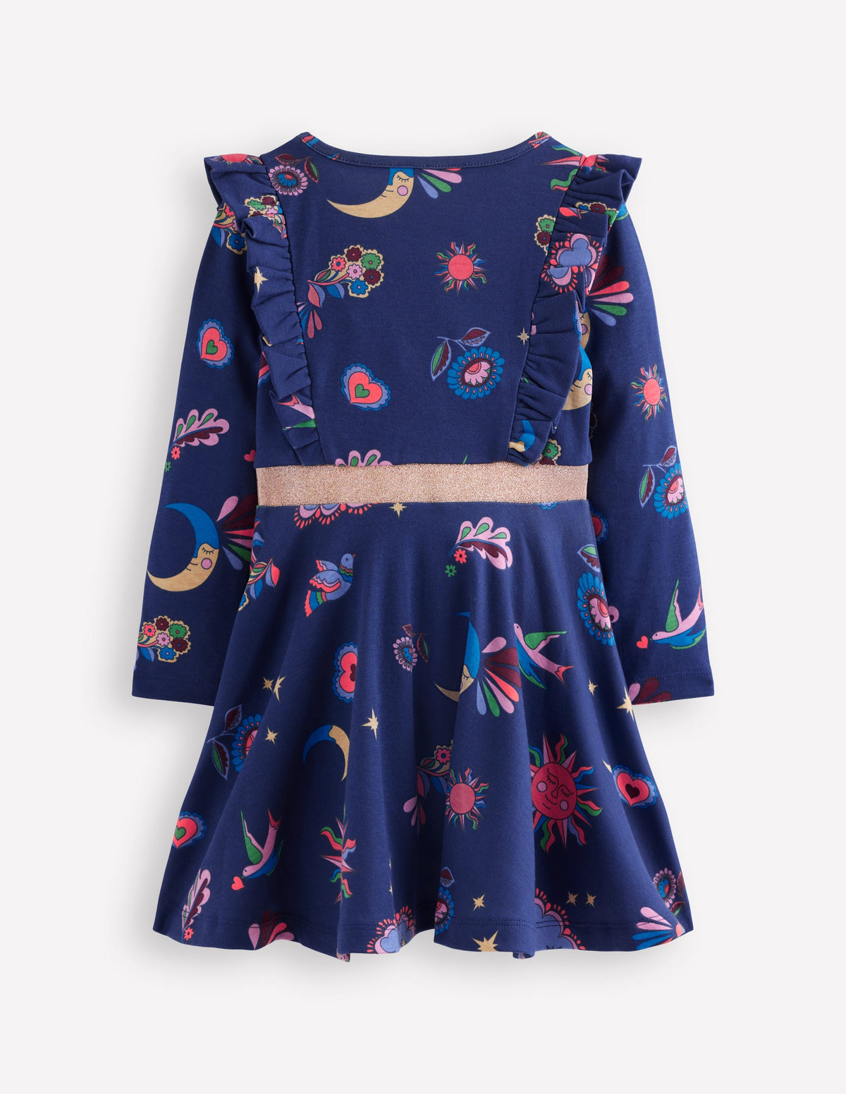 Cora Jerseykleid zum Herumwirbeln-Schuluniform-Marineblau Paisley-Himmel-2