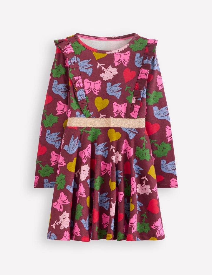 Cora Jerseykleid zum Herumwirbeln-Kastanie Fröhliche Festtage
