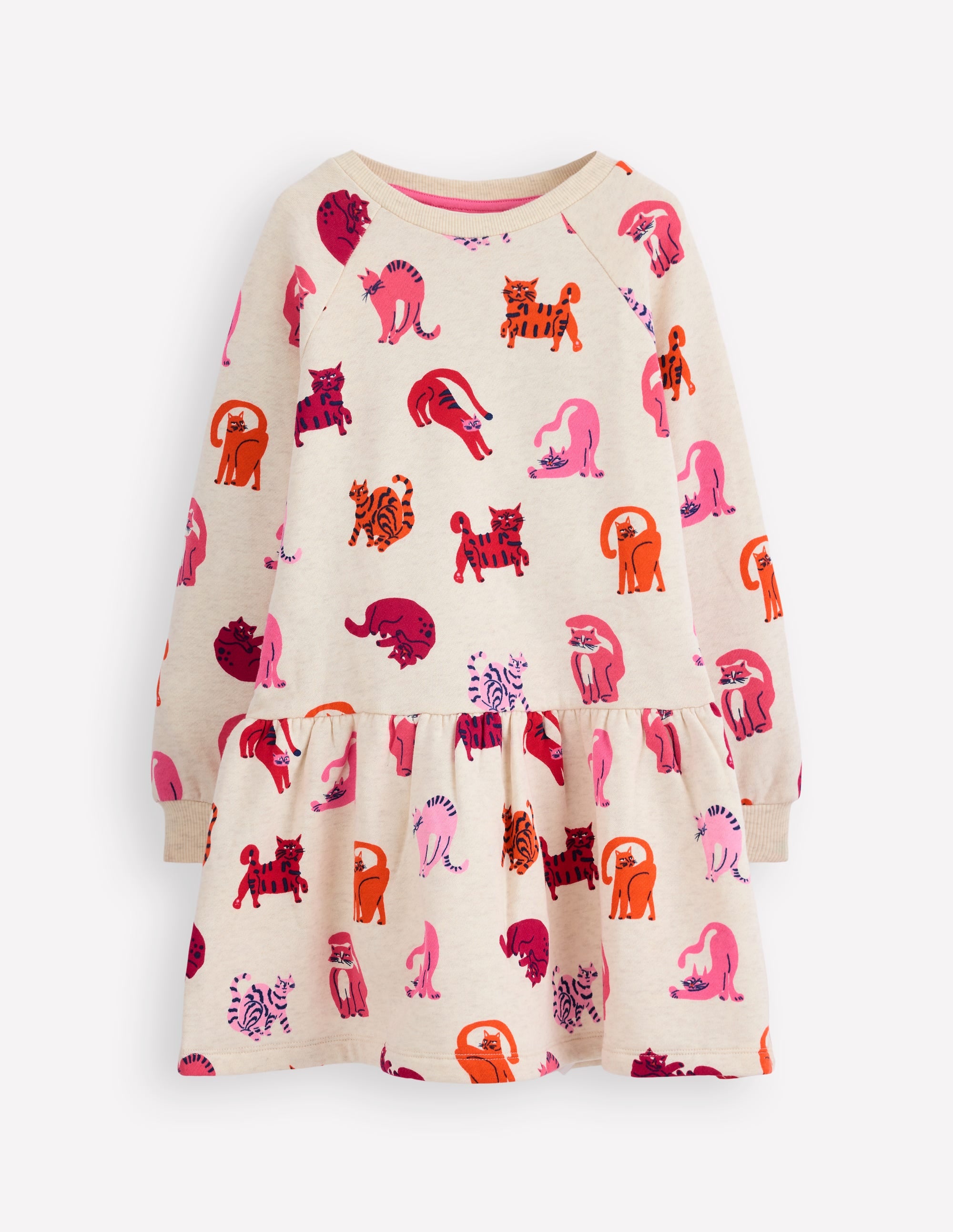 Kuscheliges Sweatshirt-Kleid-Bunt Katzen - Image 1