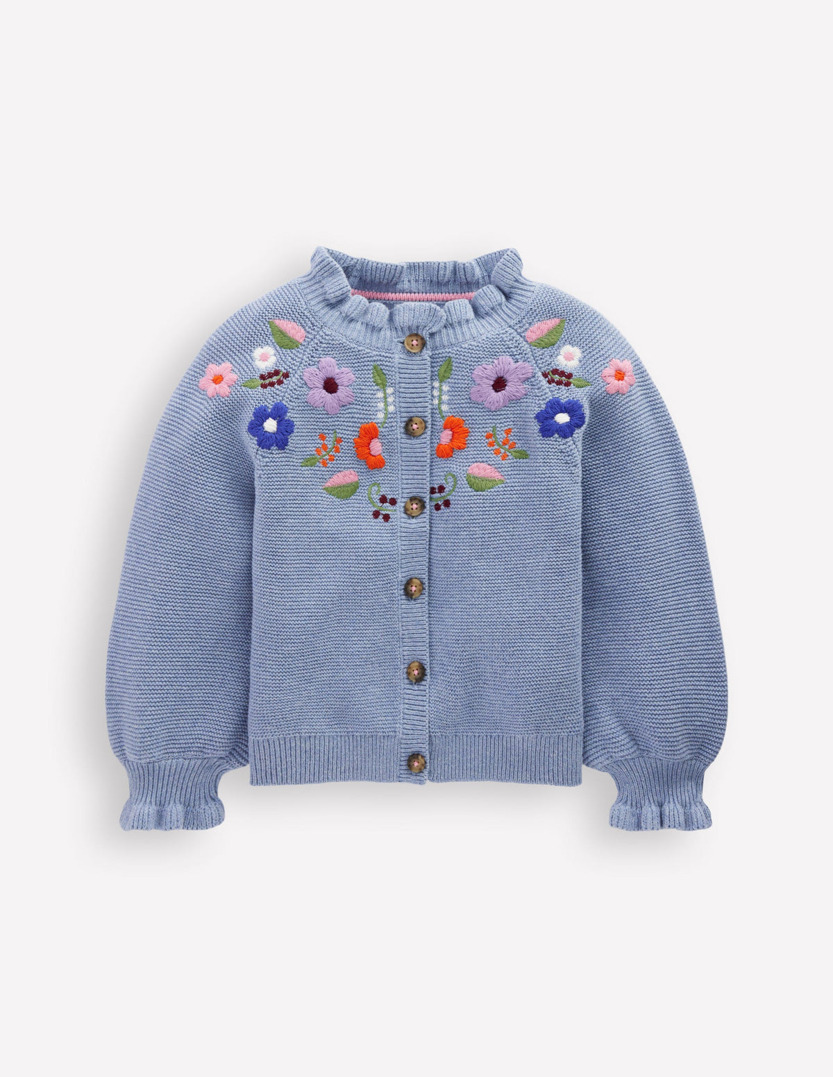 Hübsche Strickjacke mit Stickerei-Gletscherblau - Image 1