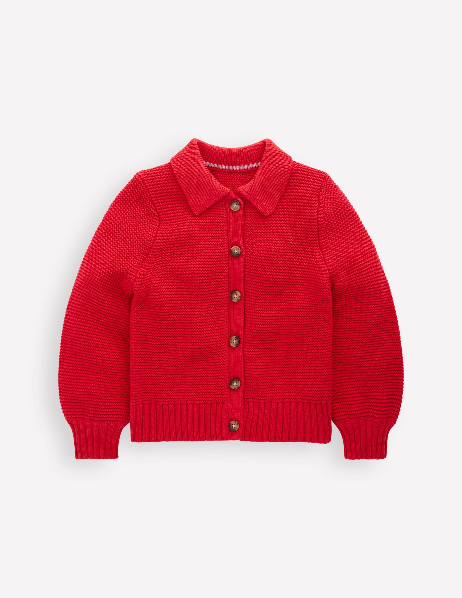 Strickjacke mit Kragen-Lackrot-5