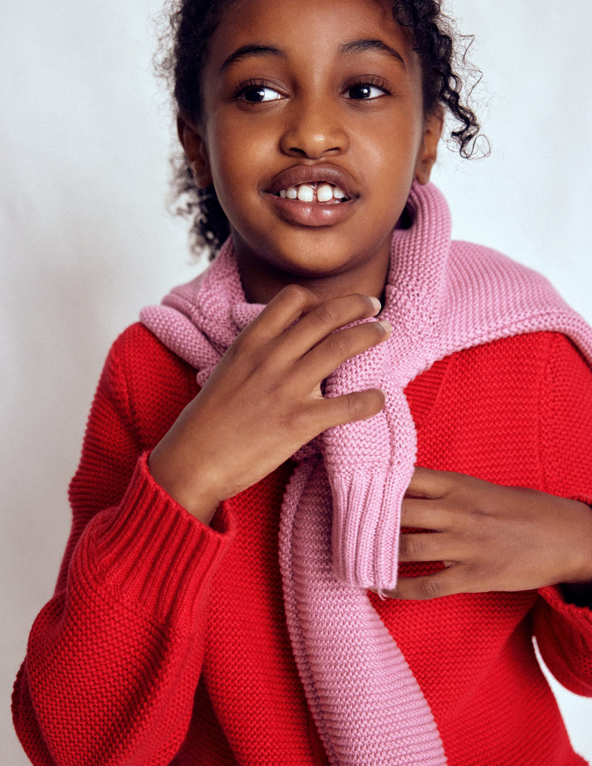 Strickjacke mit Kragen-Lackrot - Image 2
