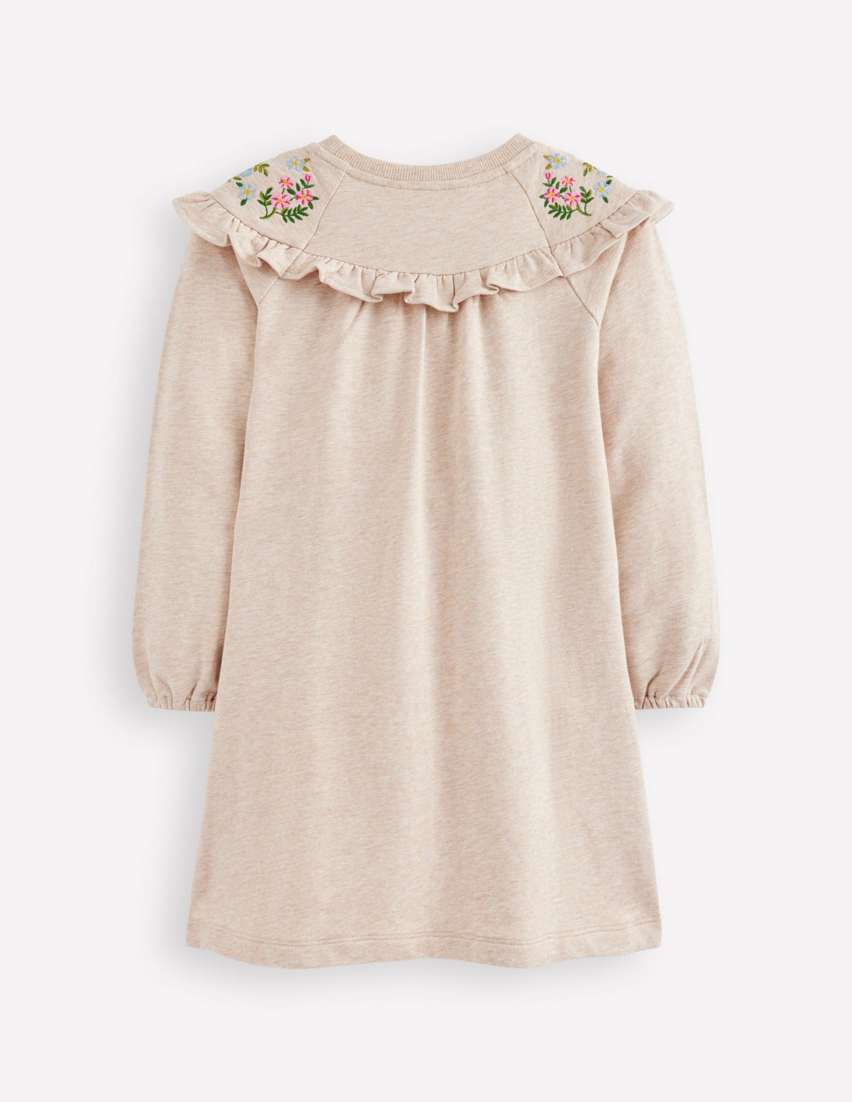 Besticktes Sweatshirt-Kleid-Beige Meliert-2