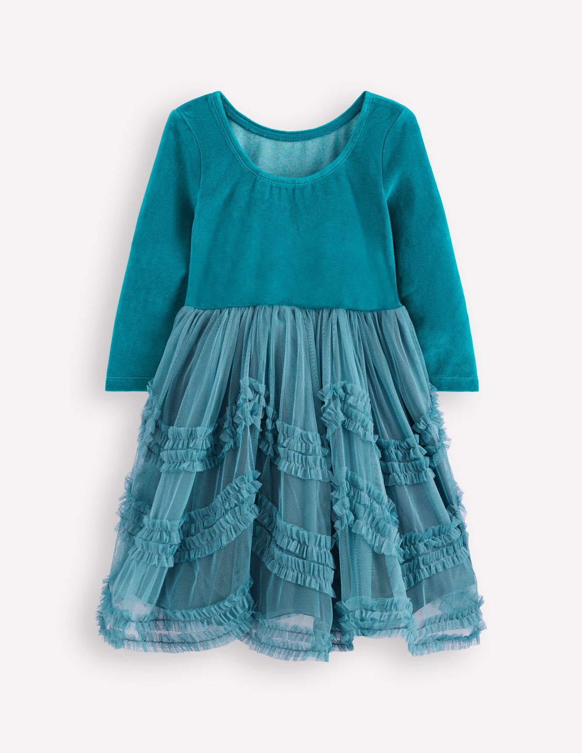 Tüllkleid im Ballettstil aus Velours-Meeresgrün-2
