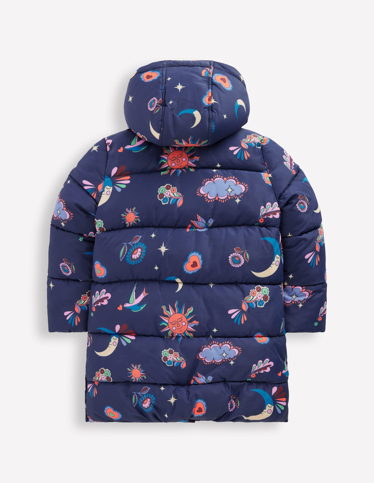 Wattierte Jacke in langer Form-Schuluniform-Marineblau Paisley - Image 2
