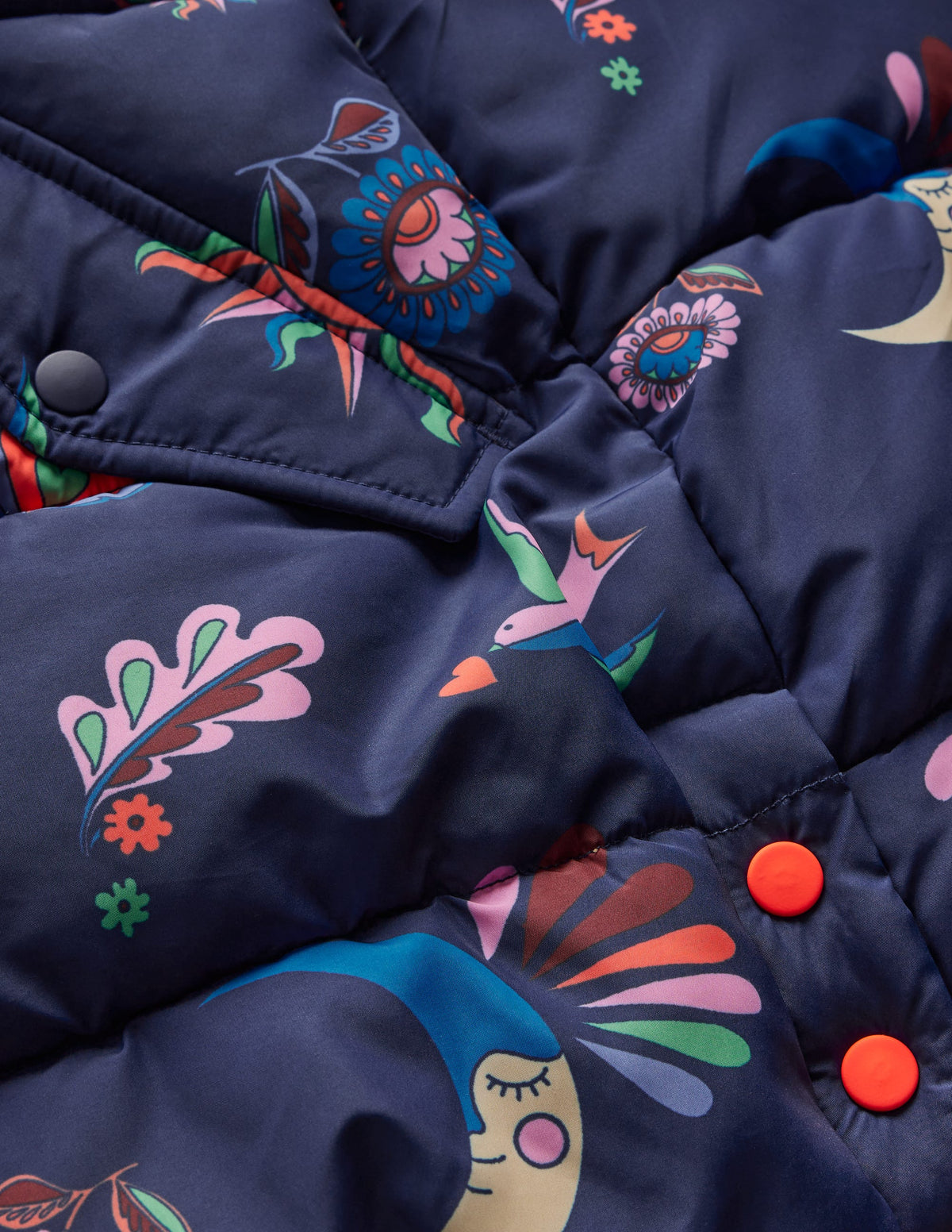 Wattierte Jacke in langer Form-Schuluniform-Marineblau Paisley-3