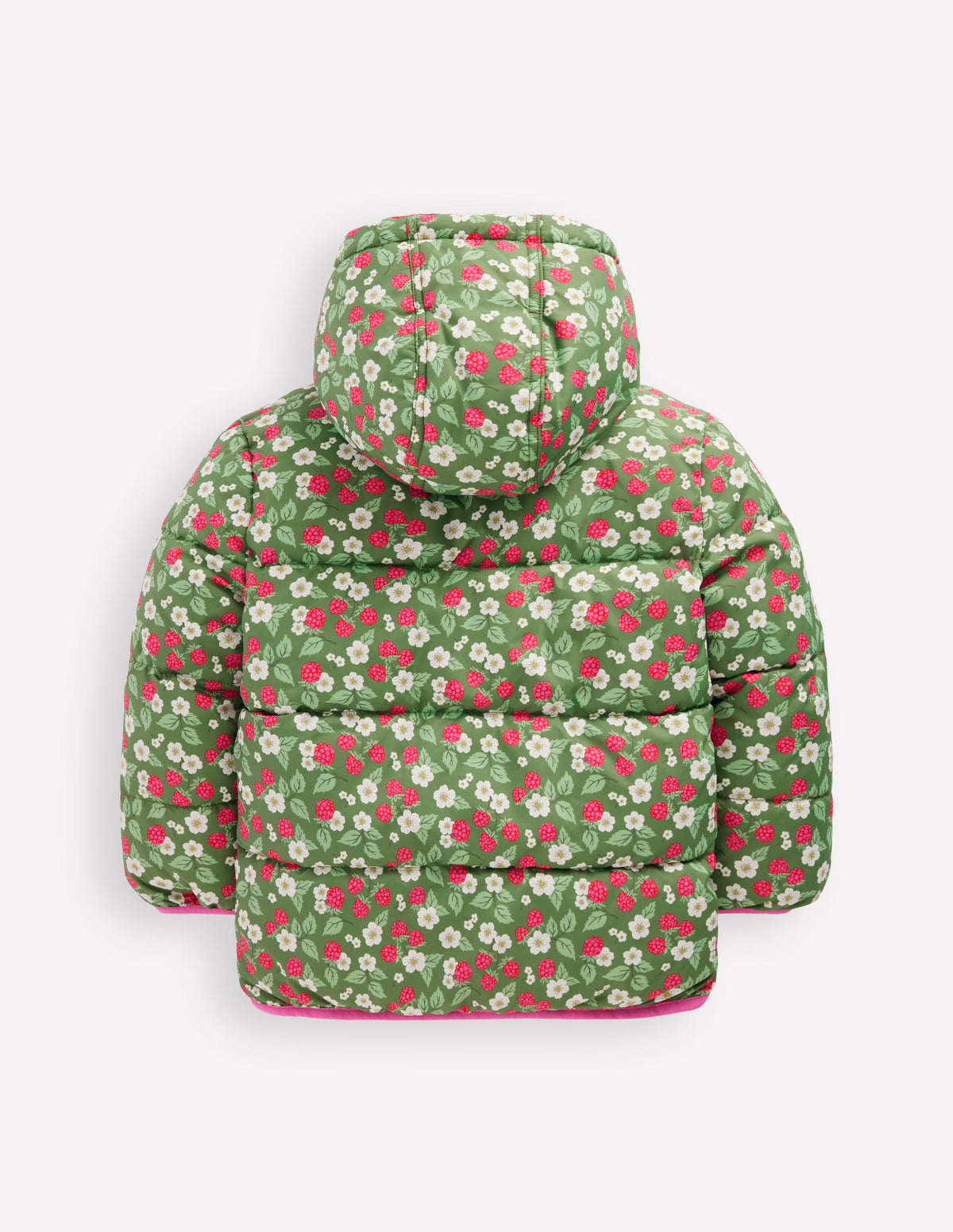 Reversible Padded Borg Coat-Safari Green Vintage Berry - Image 2