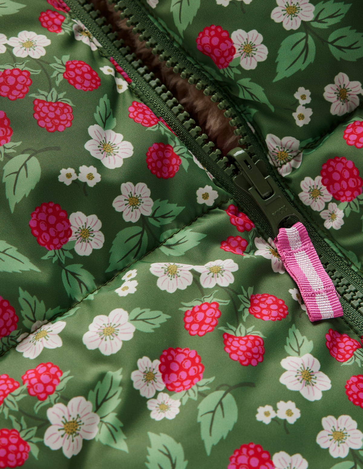 Reversible Padded Borg Coat-Safari Green Vintage Berry - Image 3