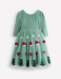 Aurora Tüllkleid mit Applikationen-Rotkehlchen-Motiv