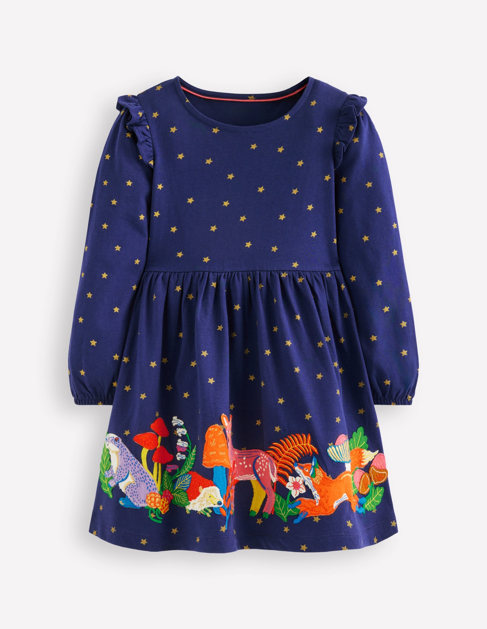 Jersey-Kleid mit Applikation-Schuluniform-Navy, Tiere - Image 1