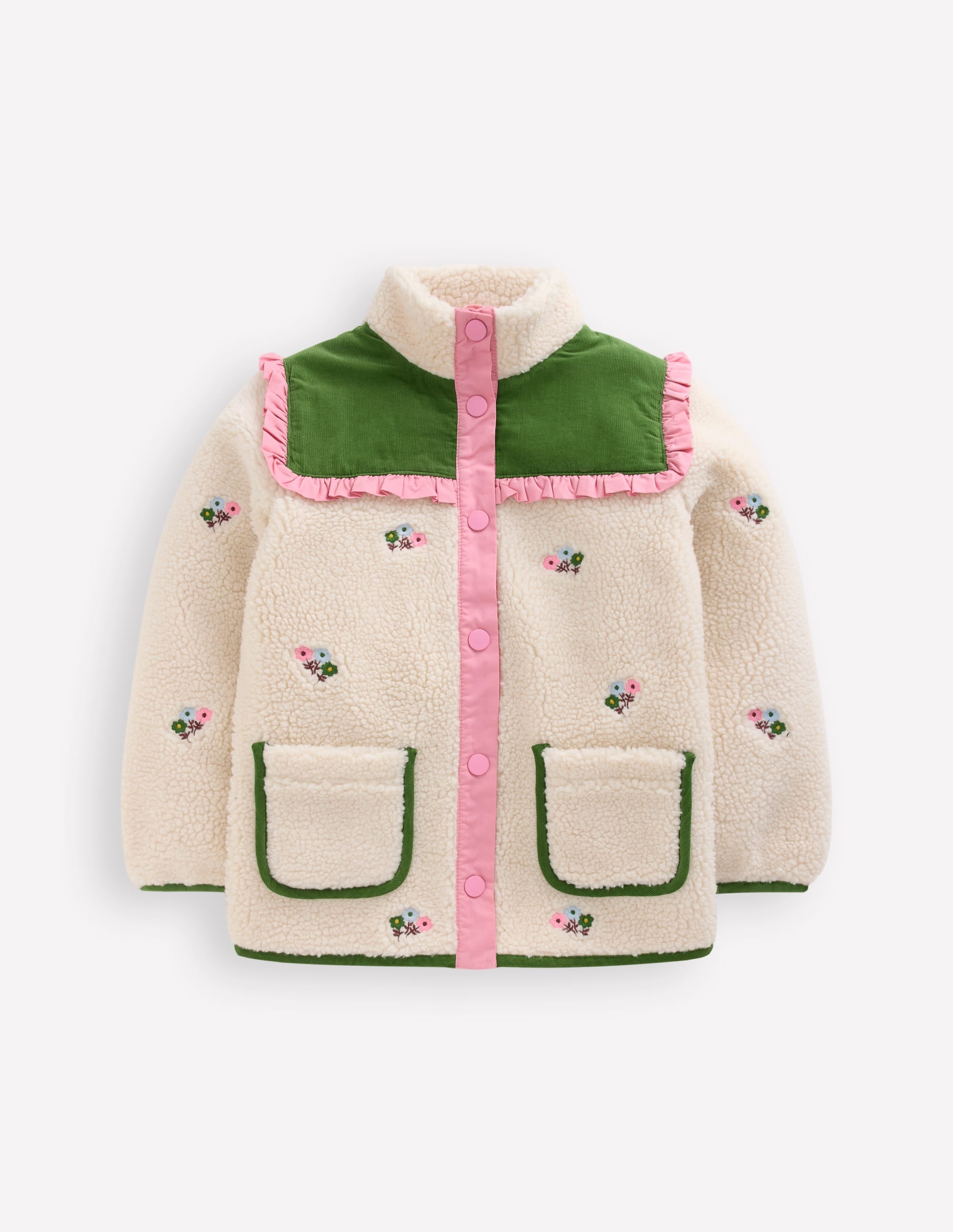 Hübsche Jacke aus Teddyfell-Mix-Sanftes Naturweiß Stickerei - Image 1