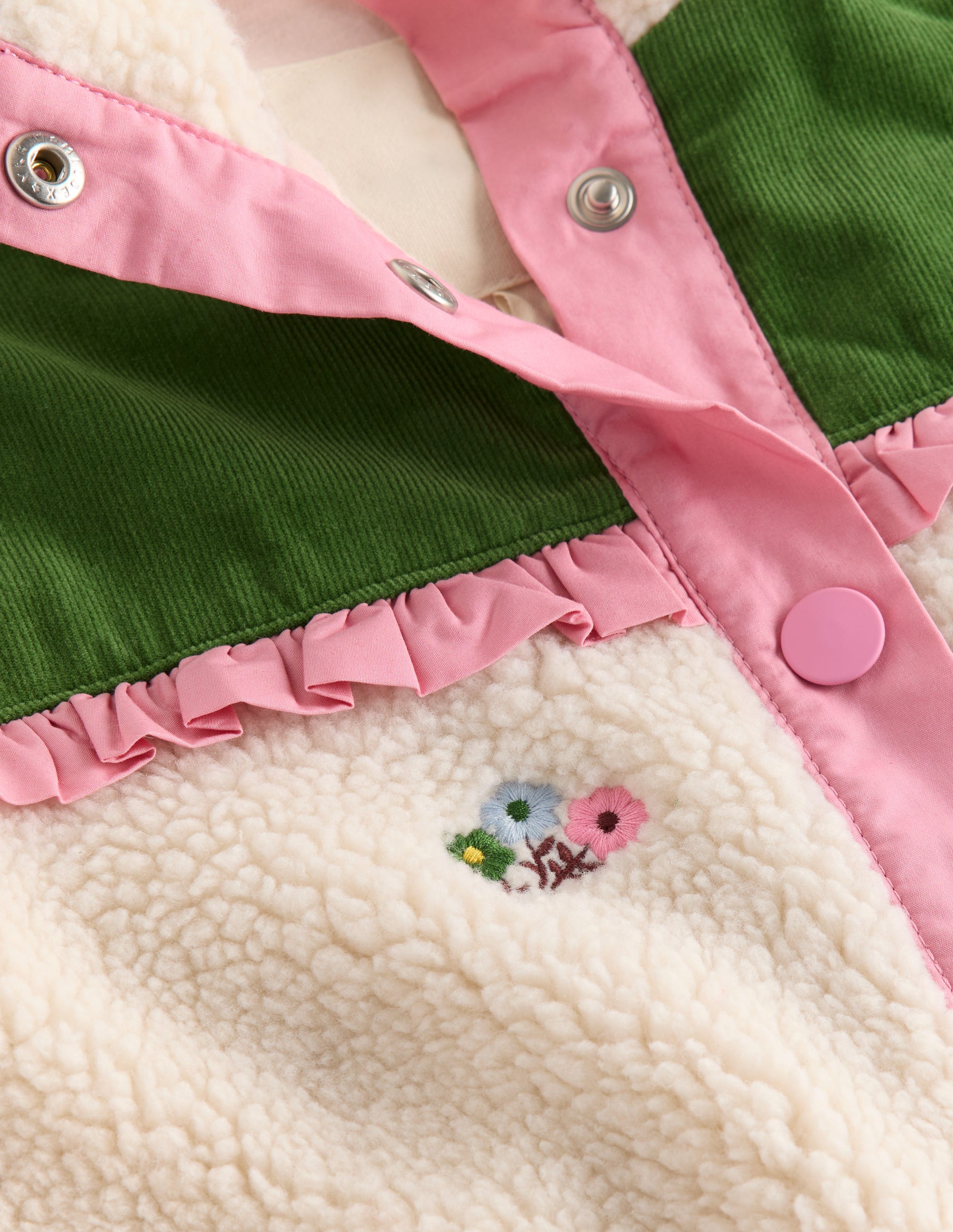 Hübsche Jacke aus Teddyfell-Mix-Sanftes Naturweiß Stickerei - Image 3