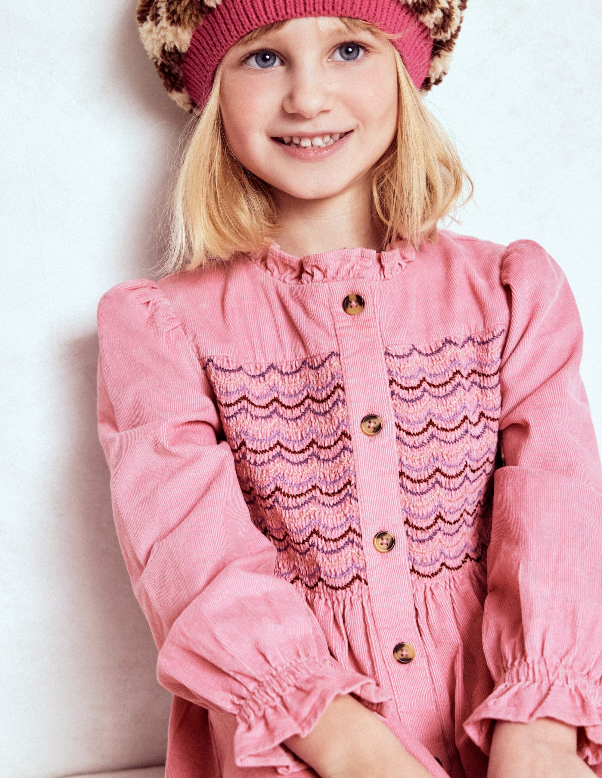 Suki Langärmeliges, gesmoktes Kleid-Kirschblütenrosa - Image 2