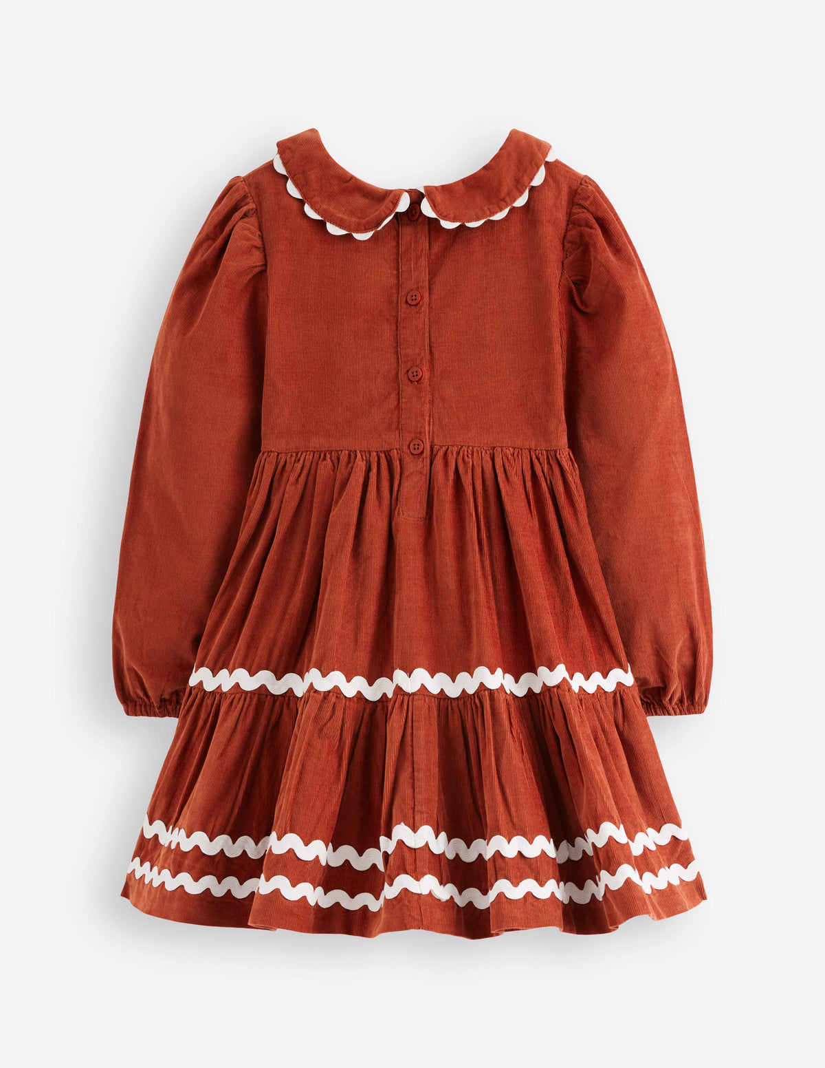 Cord Ric Rac Trim Dress-Roasted Chestnut Brown - Image 2