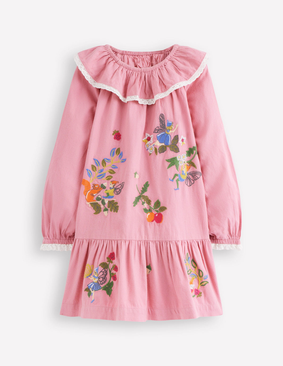 Gewebtes Kleid mit Spitzenbesatz-Zuckerwattenrosa Feen - Image 1