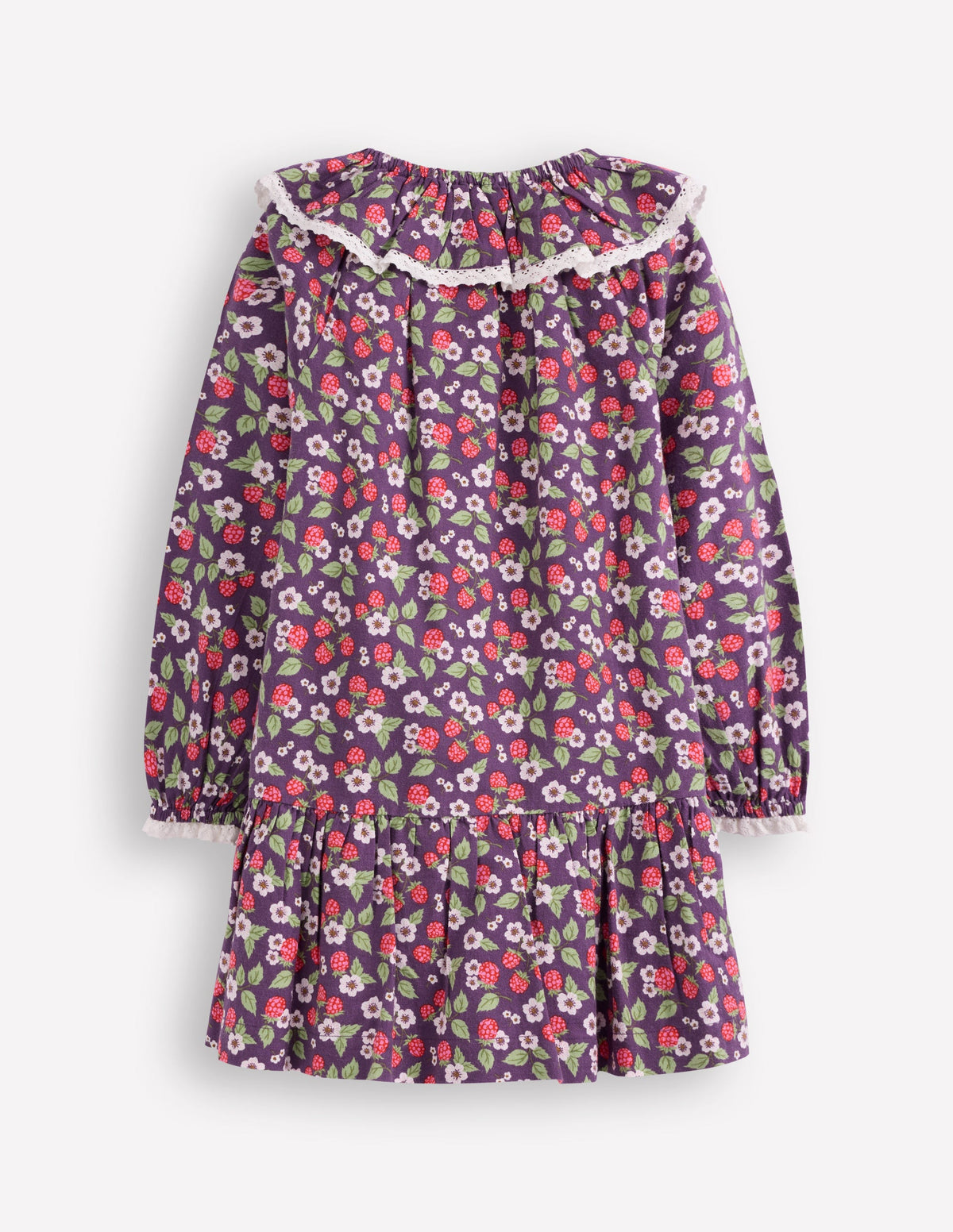 Gewebtes Kleid mit Spitzenbesatz-Violett Vintage-Beere-2