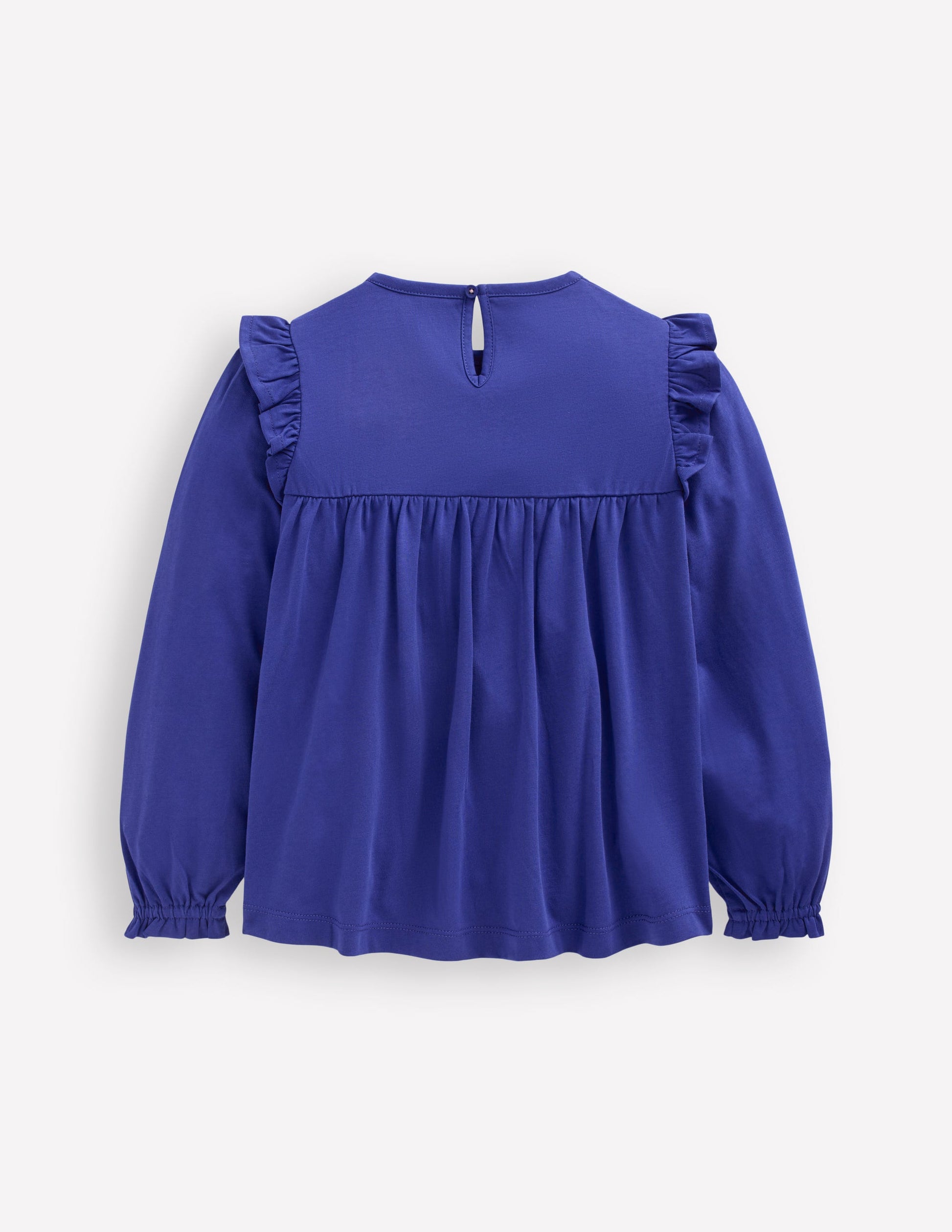 Jerseyoberteil mit bestickter Passe-Saphirblau Stickerei-2