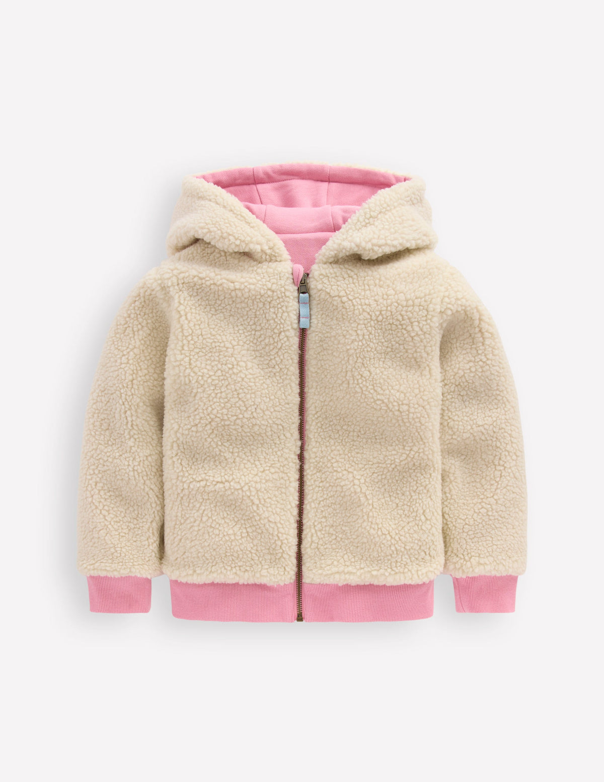 Wendbarer Teddy-Kapuzenpullover-Vintage-Mauve/Eisvogelblau-4