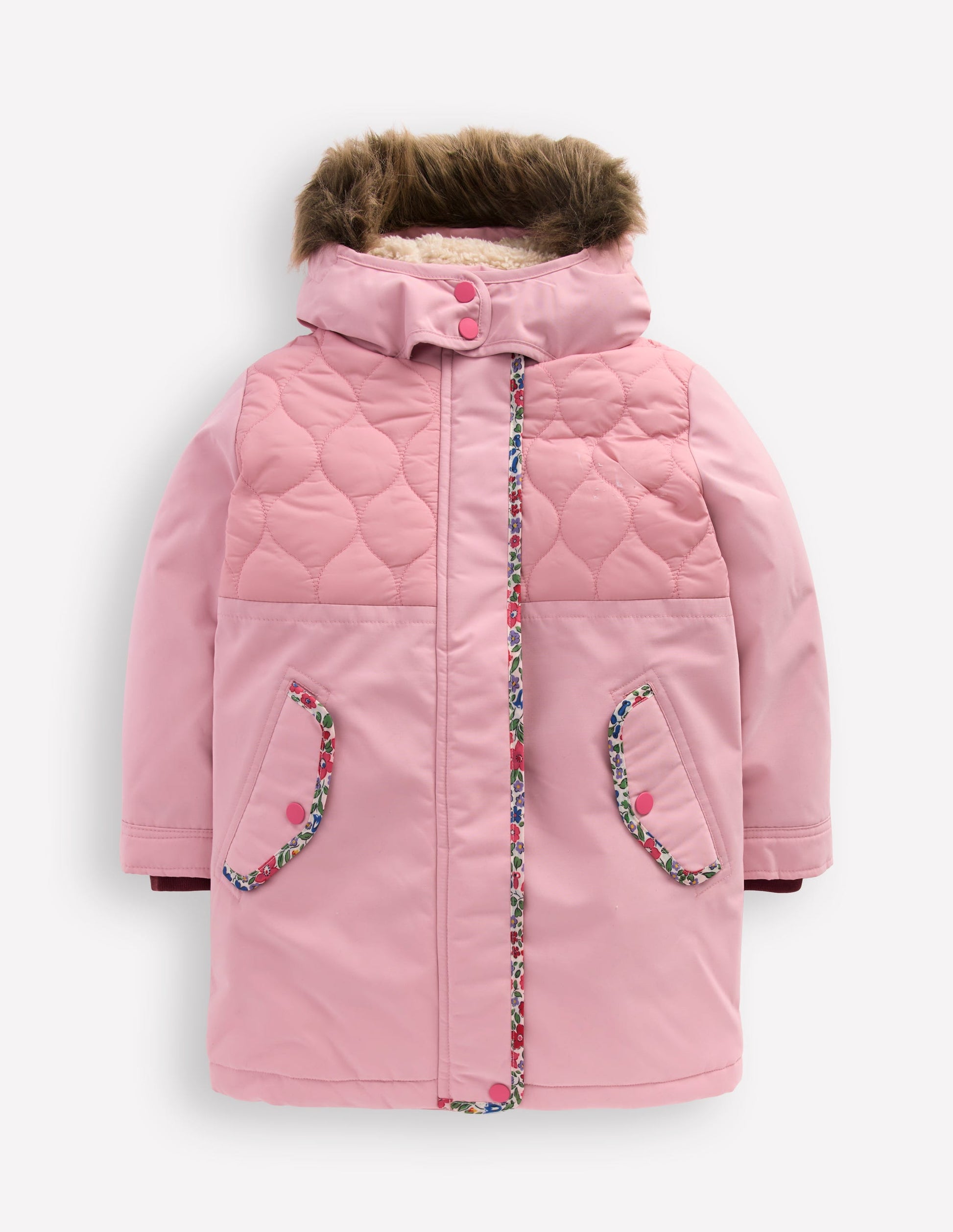 Joni Quilted Parka Coat-Pink-1