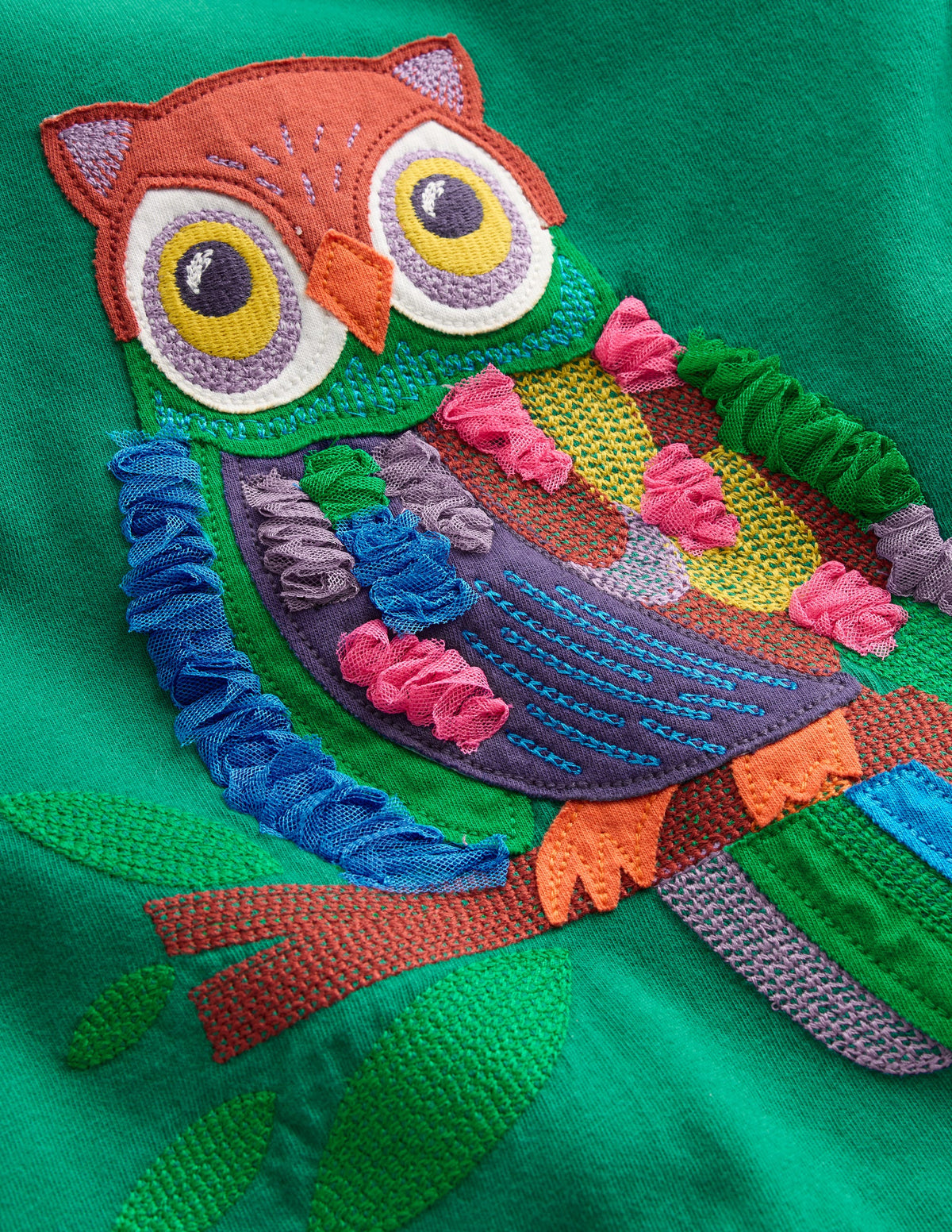 Langarmshirt mit Puffärmeln und Applikation-Grün Eule - Image 3