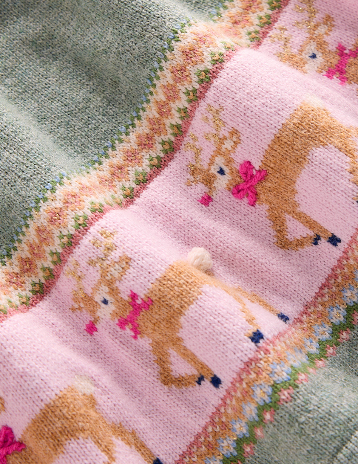 Fair-Isle-Strickkleid-Eukalyptus Rentier Fair-Isle - Image 3