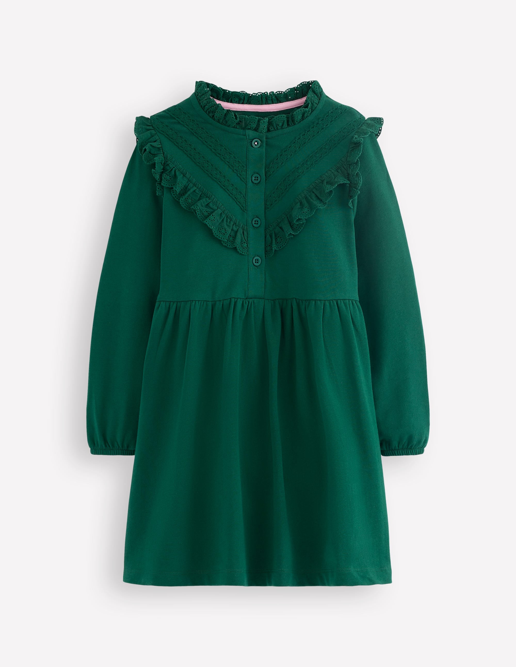 Sweatkleid mit Spitzenbesatz-Dunkles Smaragdgrün - Image 5