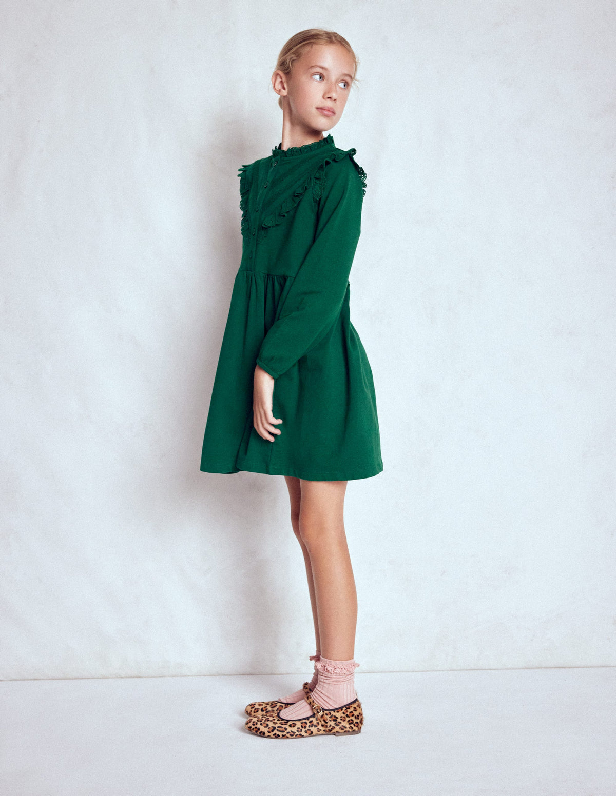 Sweatkleid mit Spitzenbesatz-Dunkles Smaragdgrün - Image 3