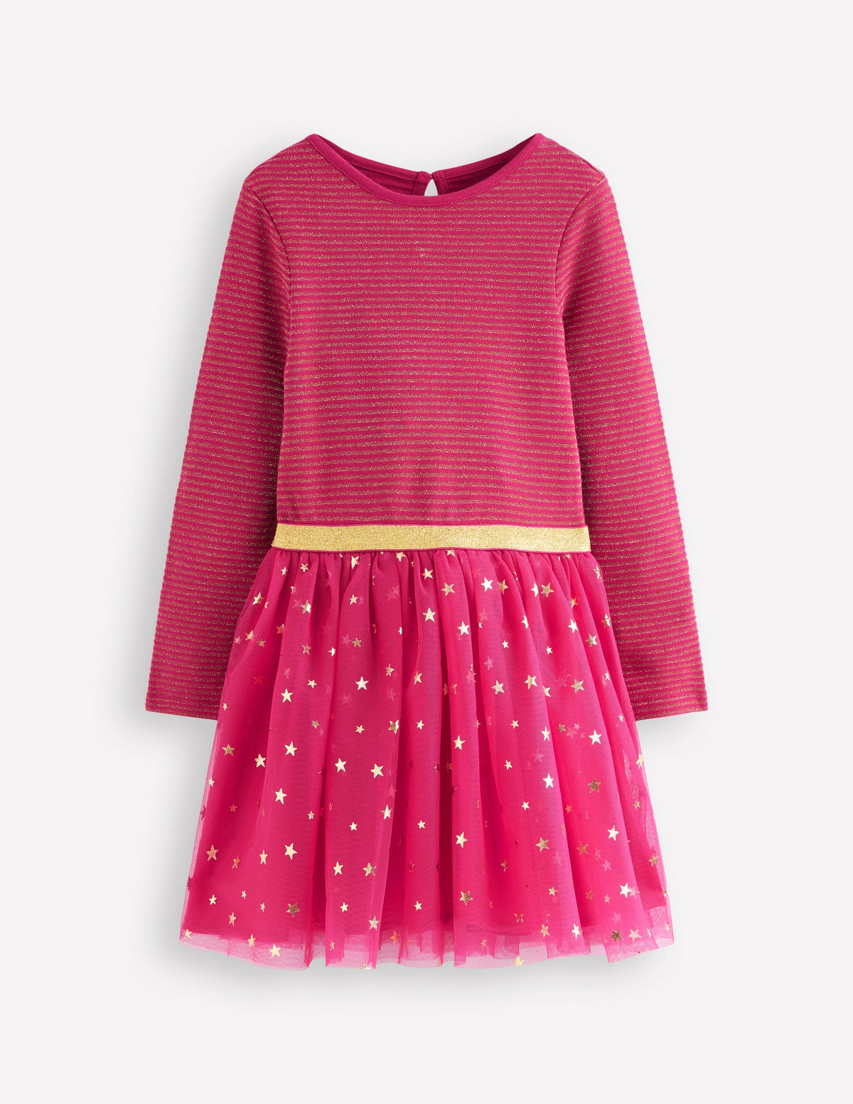 Kleid aus Tüll-Mix zum Herumwirbeln-Kirschkonfitüre/Goldkonfetti - Image 1