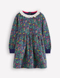 Sweatkleid mit Lochstickerei-Schuluniform-Marineblau Blumenwiese