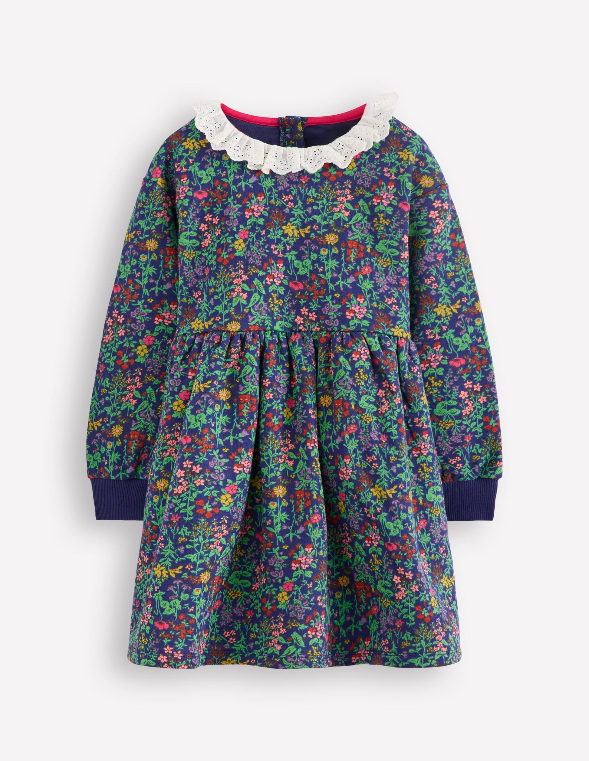 Sweatkleid mit Lochstickerei-Schuluniform-Marineblau Blumenwiese-1