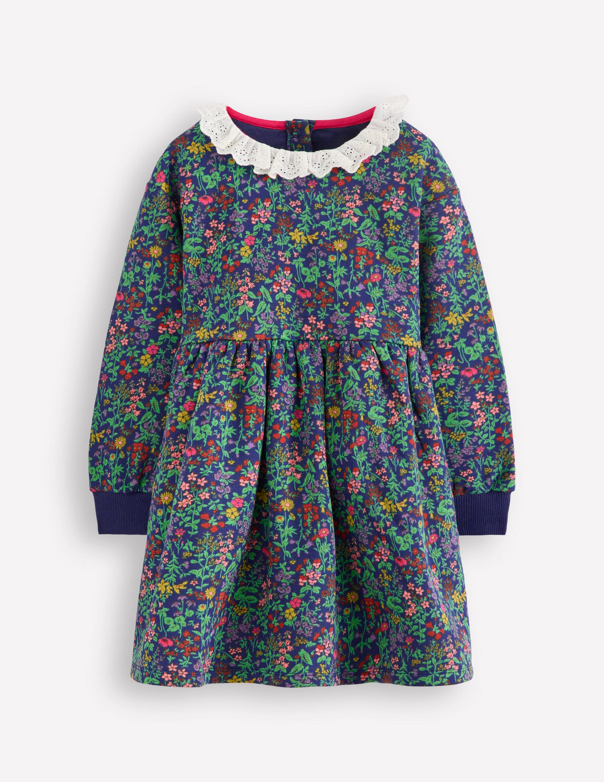 Sweatkleid mit Lochstickerei-Schuluniform-Marineblau Blumenwiese - Image 1