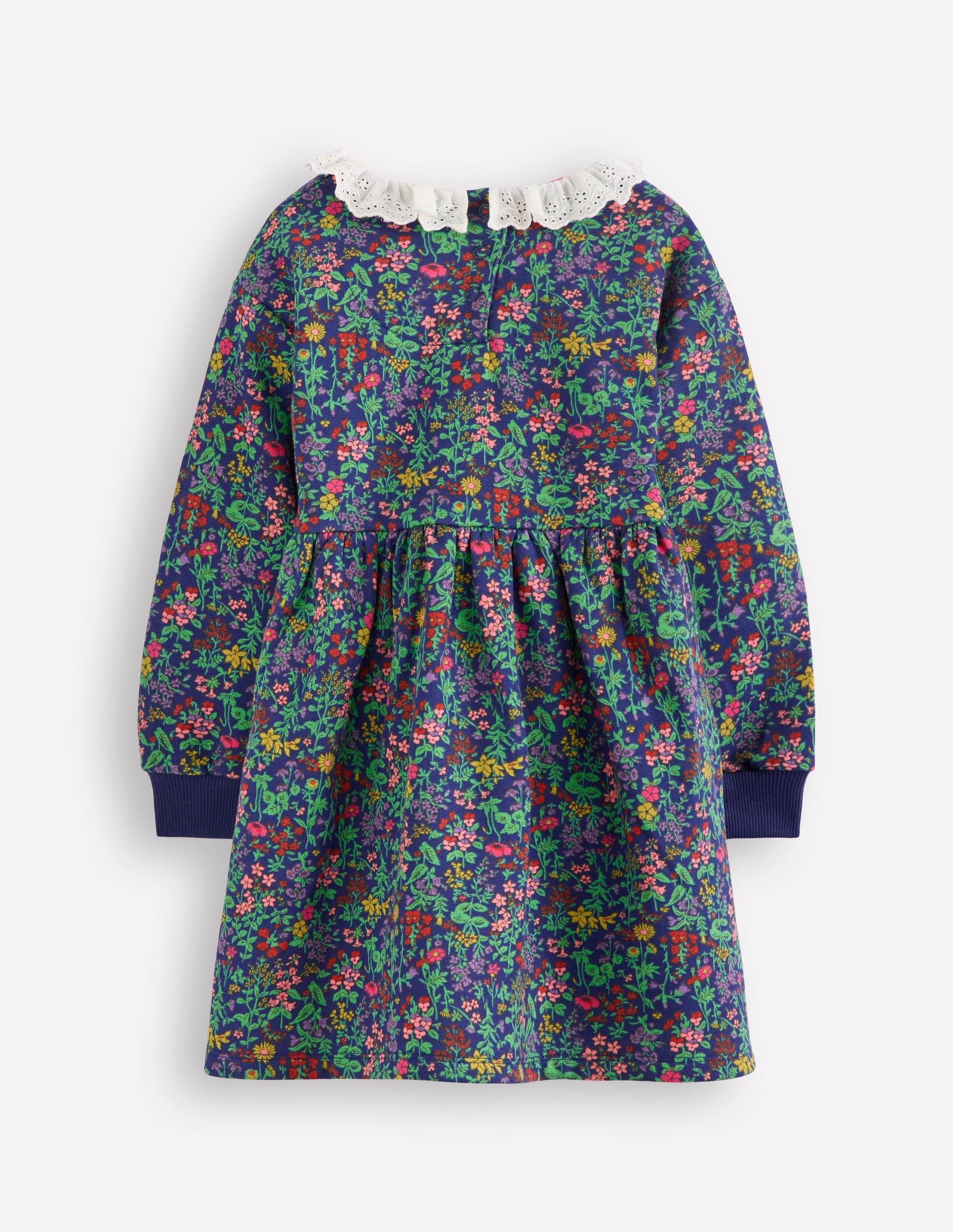 Sweatkleid mit Lochstickerei-Schuluniform-Marineblau Blumenwiese - Image 2