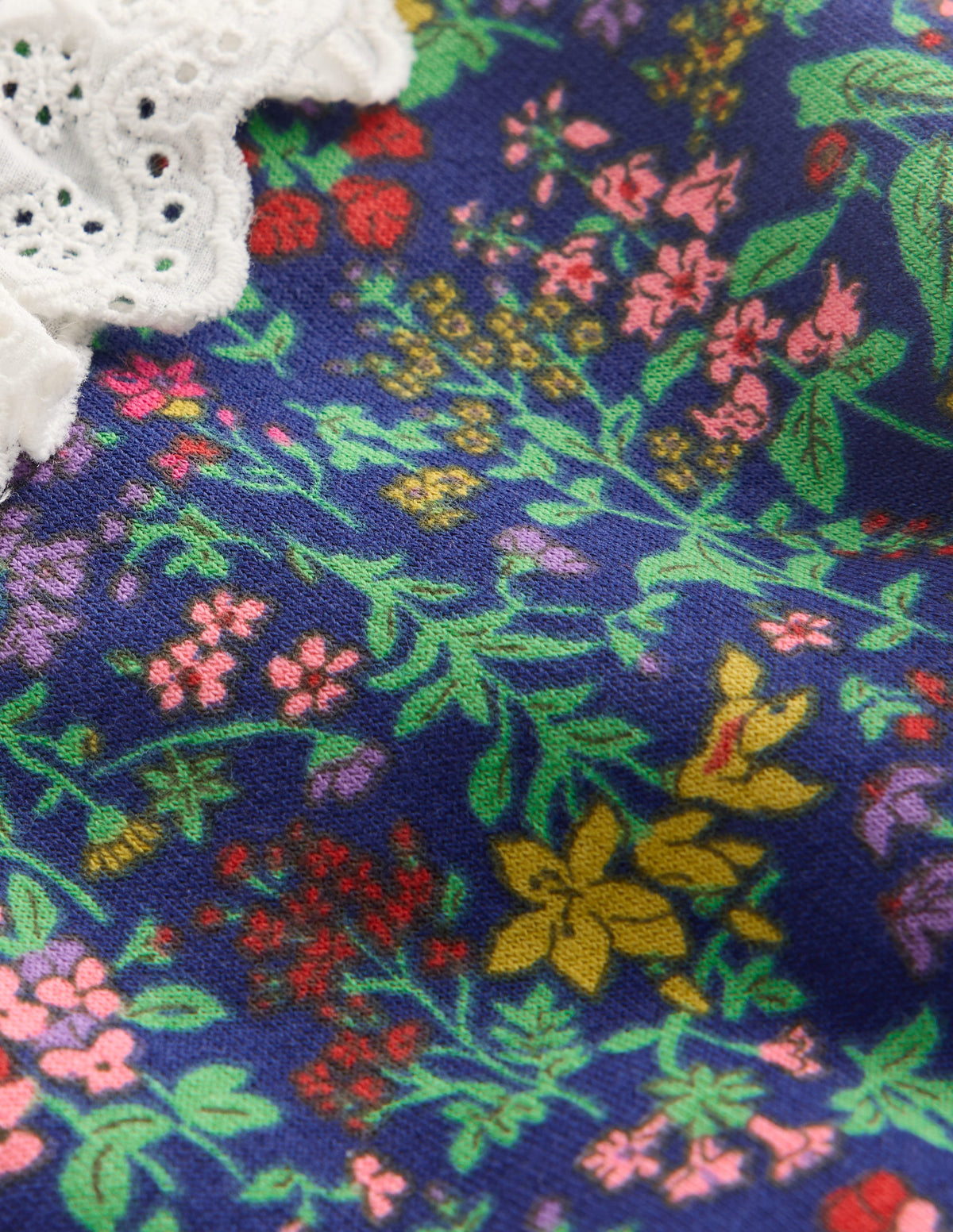 Sweatkleid mit Lochstickerei-Schuluniform-Marineblau Blumenwiese - Image 3