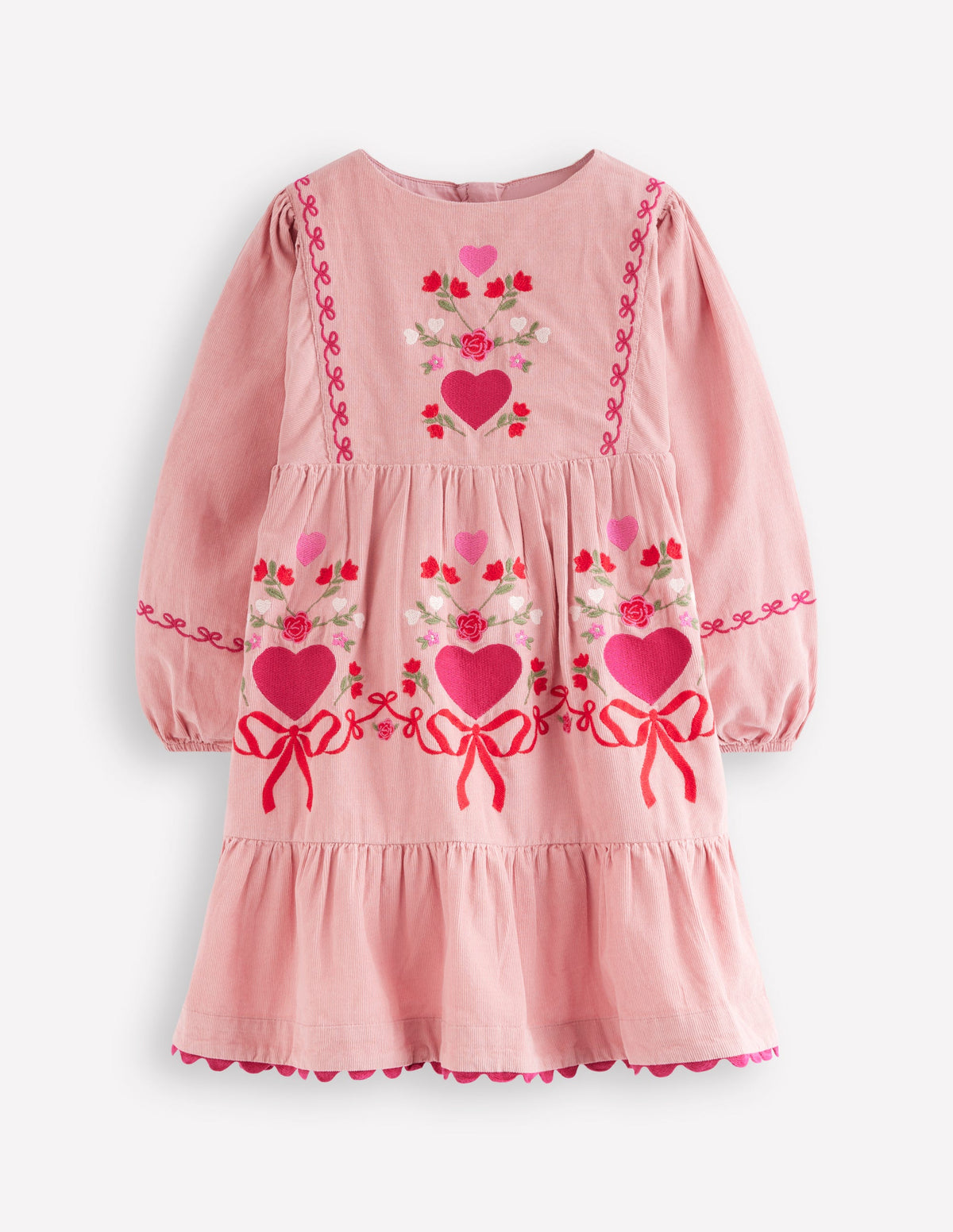 Robe à manches blousantes Clover en velours côtelé-Rose vintage-1