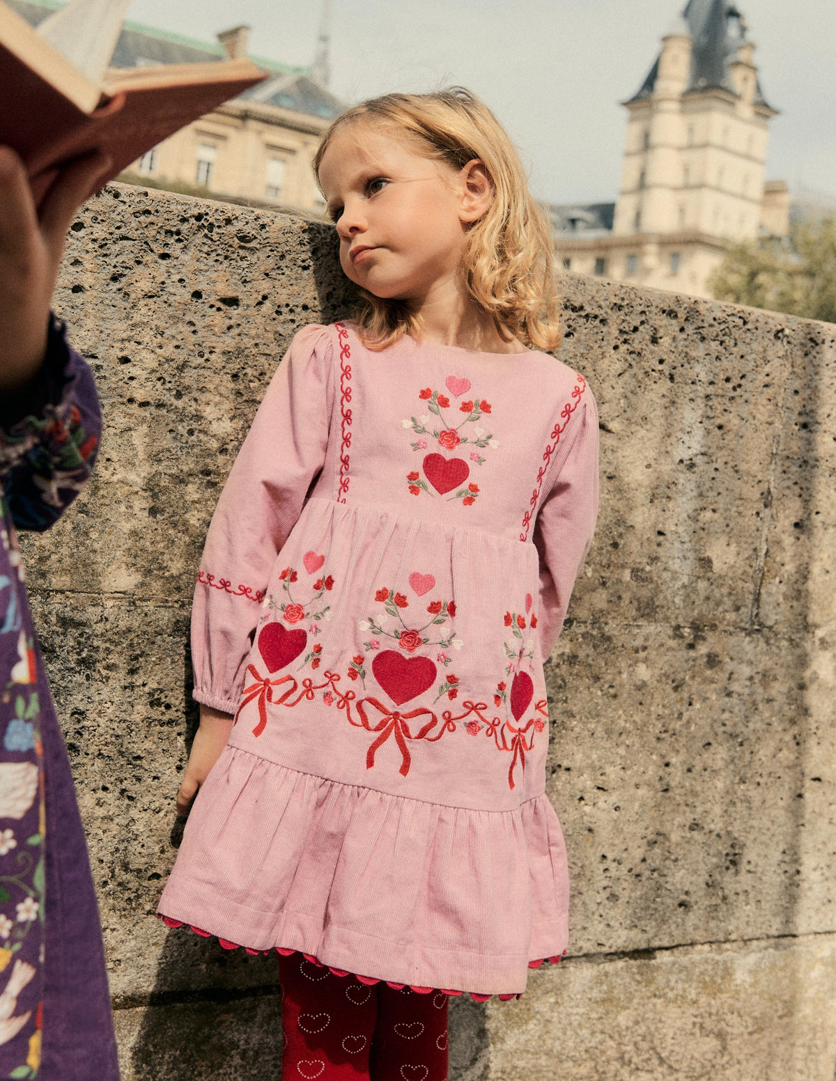 Robe à manches blousantes Clover en velours côtelé-Rose vintage-4