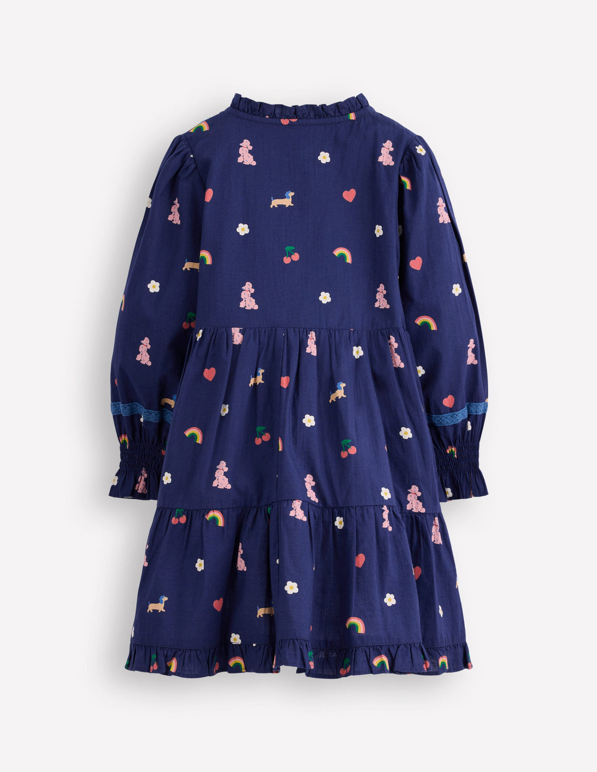 Robe tissée à détails dentelle-Motif parisien bleu tribord - Image 2